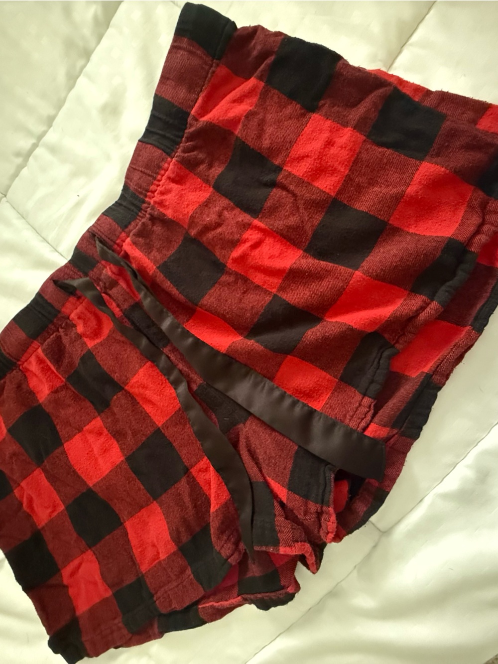 Old Navy Red and Black Plaid Fleece Shorts